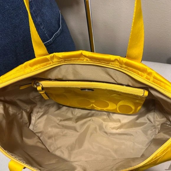 Coach Yellow Getaway Signature Tote with Matching Pouch - Picture 6 of 7